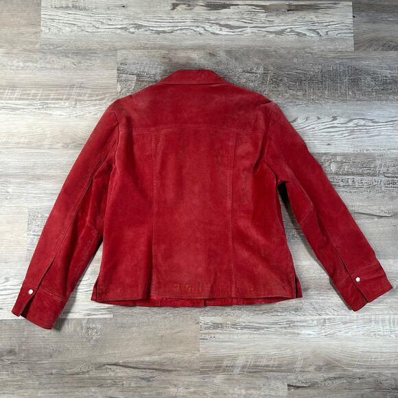 Live a Little Red Suede Leather Snap Jacket XL - Picture 2 of 6